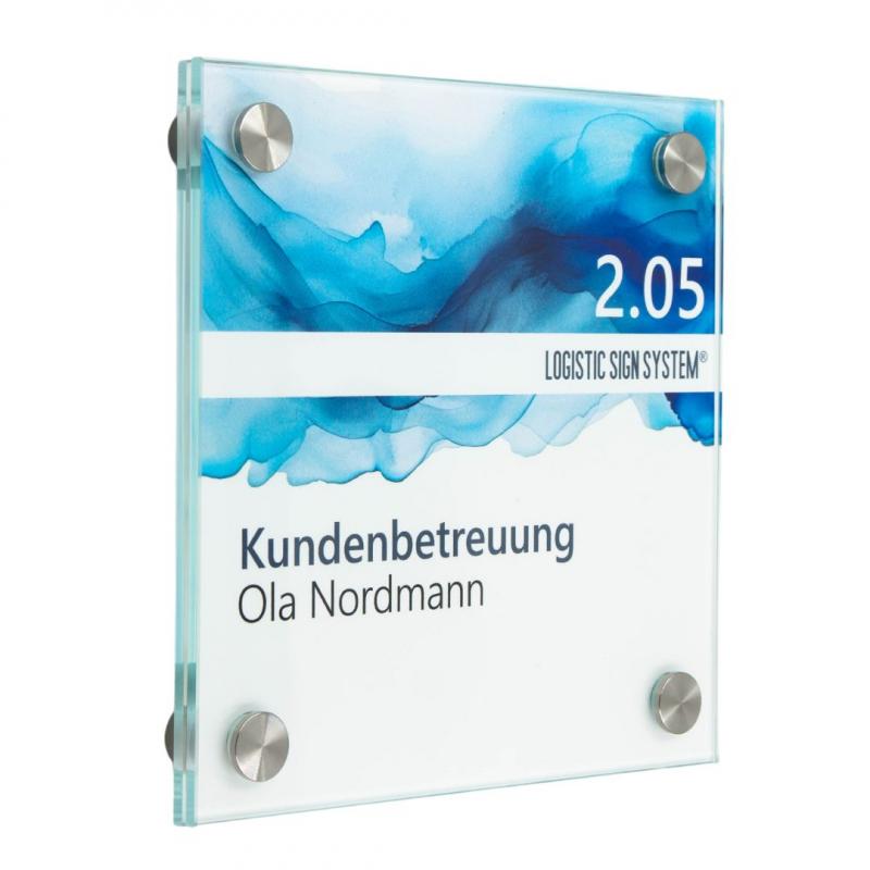 Türschild VITRUM B , Glasschild, Büroschild, 150 150 mm